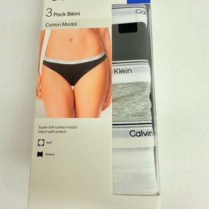 Calvin Klein Cotton Modal Bikini Set - Black, Gray, White
